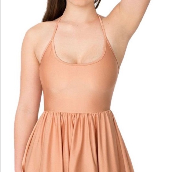 American Apparel Dresses & Skirts - American Apparel Shiny Peach Halter Skater